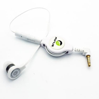 Retractable Mono Earphone Headphone 3.5mm w Mic Compatible with Cricket Magic 2 5G/AT&T Propel 2 5G, Headset Handsfree Earbud Earpiece Microphone