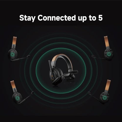 Accsoon Como SE Wireless Headset Intercom System 5-Person Full Duplex 1312ft Team Communication Group Talk, 30+Hour Battery Life