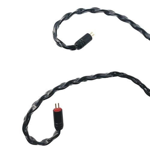 HiFi in Ear Earphone Replacement Cable 8 Core Silver Plated Copper Upgrade Earphone Cable for C10 C16 KZ ZST ES4 AS06 ZS7 Earphones(Black, 2PIN 3.5MM) - size: 2PIN 3.5MM