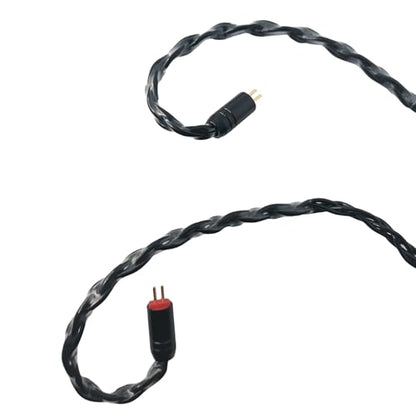 HiFi in Ear Earphone Replacement Cable 8 Core Silver Plated Copper Upgrade Earphone Cable for C10 C16 KZ ZST ES4 AS06 ZS7 Earphones(Black, 2PIN 3.5MM) - size: 2PIN 3.5MM