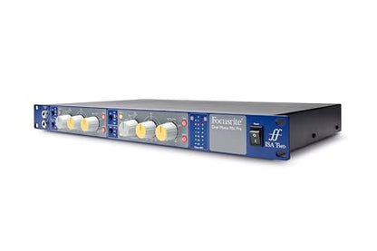 Focusrite ISA Two Classic rackmount dual mono mic preamp with variable impedance selector and high-pass filter per channel | 2 ISA Mic Preamps, Lundahl LL1538 Transformer, Switchable Impedance, Instrument Inputs, Balanced Inserts, Variable HPF, 80dB - sty