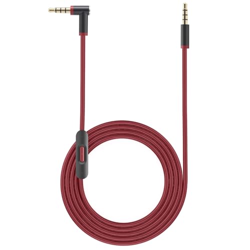 Replacement Audio Cable for Beats Headphones, Beats Cable Compatible with Solo Pro/Studio/Solo, Executive Mixr Pill with in Line& Volume Control (Black/red) - color: black/red