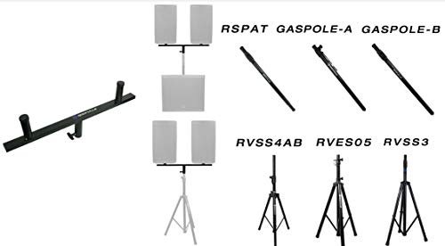 Rockville DP Mount for 2 8" 10" or 12" PA Speaker Cabinets to One Stand | Pole / Subwoofer Compatible, Steel Construction, 80 lbs Total Capacity, 35MM, 28" Support Arm, Detachable Rubber Rings