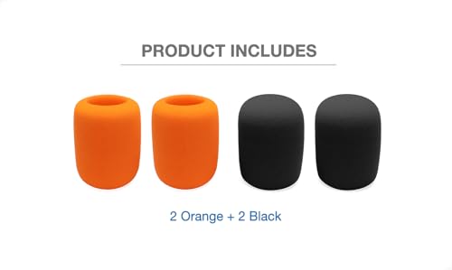 4-Pack Foam Mic Cover Compatible with FIFINE Karaoke Microphone, FIFINE UHF Dual Channel Wireless Handheld Microphone MAONO USB/XLR Podcast Dynamic Microphone HD300T, Windscreen Pop Filter