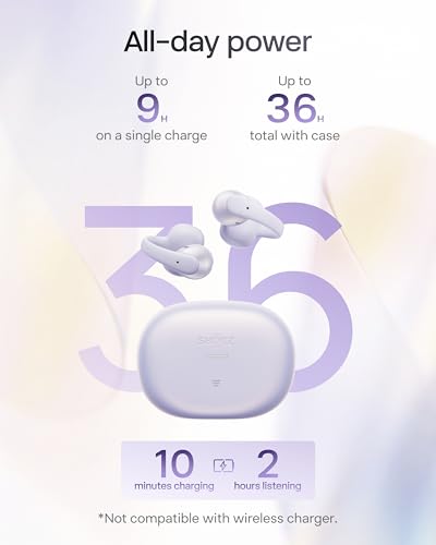 SHOKZ OpenDots Air Open-Ear Clip-On Bluetooth Earbuds, Purple,Touch Control - color: Daybreak Purple