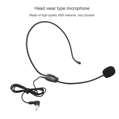 Mini Wired Condenser Microphone, Headset with 3.5mm Jack | Head Wear Microphone for Teachers, Lightweight ABS, Unidirectional Pickup, for Presentations and Voice Amplifiers