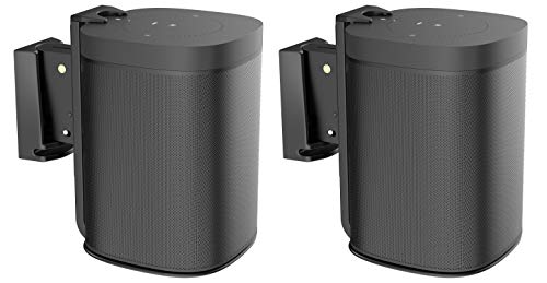 ynVISION.DESIGN Wall Mount for Sonos One, One SL, Play:1, 2 Pack, Black | Tilt 18° and swivel right or left 45°, cable management, hardware included for drywall, brick, and wood stud walls - color: Black