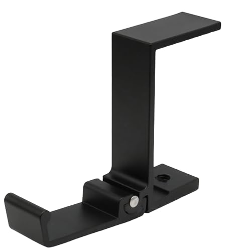 Foldable Aluminum Headphone Hanger, Black | Desk Bag Hook Holder, Headset Stand Hook Mount, Under Desk Clamp Mount, For Gaming, Office & Home Organization