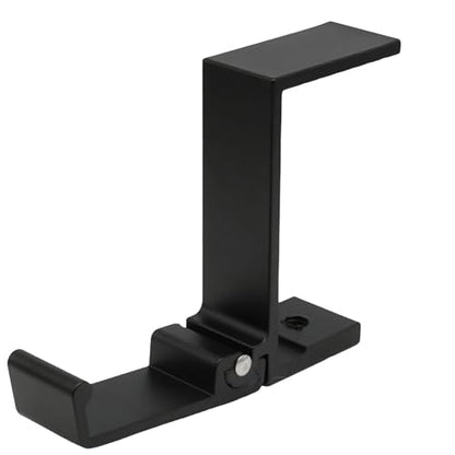 Foldable Aluminum Headphone Hanger, Black | Desk Bag Hook Holder, Headset Stand Hook Mount, Under Desk Clamp Mount, For Gaming, Office & Home Organization