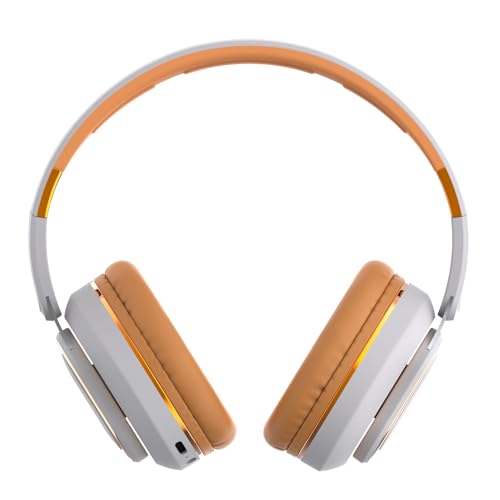 H7 Foldable Over-the-Ear Wireless Headphones Bluetooth(Off White) | 30H Playtime HiFi Headsets,1.5m Audio Cable,Soft Lightweight With Mic,for Android,iOS,Gift,Study,Office - color: Off White