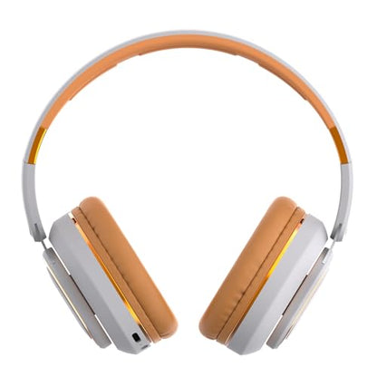 H7 Foldable Over-the-Ear Wireless Headphones Bluetooth(Off White) | 30H Playtime HiFi Headsets,1.5m Audio Cable,Soft Lightweight With Mic,for Android,iOS,Gift,Study,Office - color: Off White