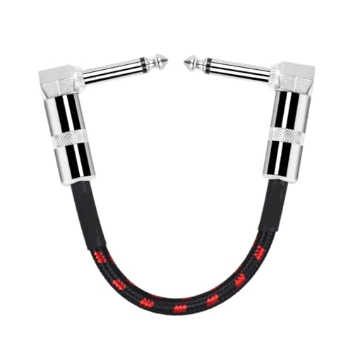 FENG GUO 1/4 Right Angle Plug Guitar Effect Patch Cable Ja-ck 6.35mm Instrument Pedal Cable for Effectors Pedals Guitars(Black-Red) - color: Black-Red