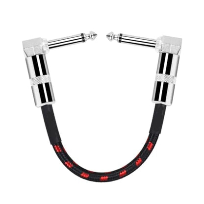FENG GUO 1/4 Right Angle Plug Guitar Effect Patch Cable Ja-ck 6.35mm Instrument Pedal Cable for Effectors Pedals Guitars(Black-Red) - color: Black-Red