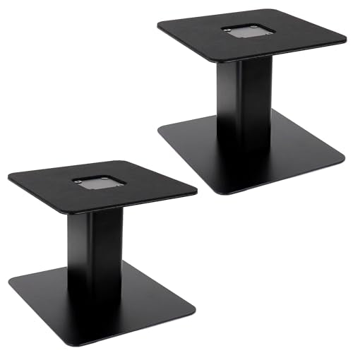 Tlingt Desktop Speaker Stands Pair, 7"x7" Metal Tray, 6" Tall | Heavy-duty Metal Tray Supports 4"-7" Monitors & Bookshelf Speakers, Sturdy Flat Base, Compact Riser for Home/Studio Setups - size: 6" Tall