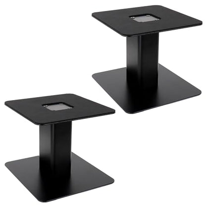 Tlingt Desktop Speaker Stands Pair, 7"x7" Metal Tray, 6" Tall | Heavy-duty Metal Tray Supports 4"-7" Monitors & Bookshelf Speakers, Sturdy Flat Base, Compact Riser for Home/Studio Setups - size: 6" Tall