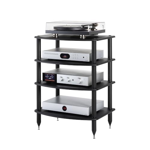 Pangea Audio Vulcan Four Shelf Audio Rack, Media Stand, and Components Cabinet 4 Shelf Black - color: 4 Shelf Black