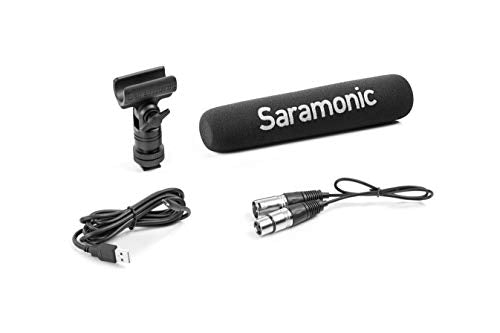 Saramonic SR-TM7 Super-Cardioid Broadcast XLR Shotgun Condenser Microphone with Built-in Rechargeable Battery, 15" Capsule, Digital High-Pass Filter, PAD, and High Frequency Boost Switches