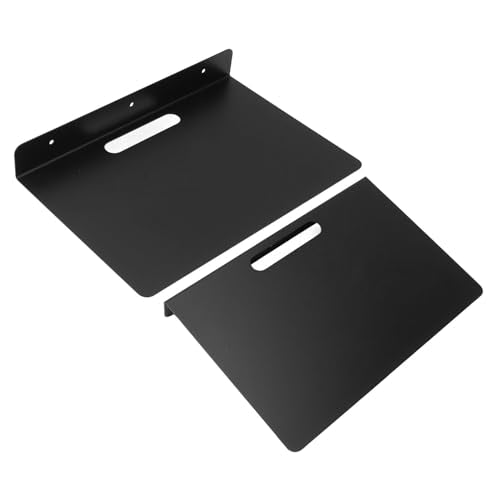 Wall Mounted AV Shelf, Black Metal Media Rack for Projector, Router, or Set Top Box, with Installation Hardware, Flat Panel Design for Living Room or Office