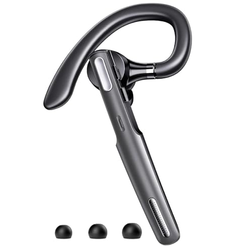 SneKa Bluetooth Earpiece Wireless Headset for iOS Android Cell Phone, Gray