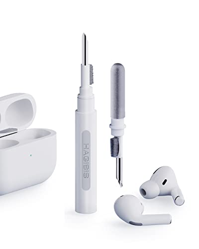 Hagibis Cleaning Pen for Airpods Pro 1 2 3 Multi-Function Cleaner Kits Soft Brush for Bluetooth Earphones Case Cleaning Tools for iPhone 16 15 Pro Max LEGO Camera Lens (White) - color: White