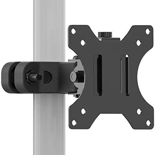 WALI Monitor Pole Mount for Universal Monitor Mounting System, Pole Mount Bracket Fits 1.1 to 2.4" Diameter Pole, Up to 32" Screens, Mounting Holes for 75 x 75mm and 100 x 100mm (VES02), Black - size: For 1.1''-2.4'' diameter pole