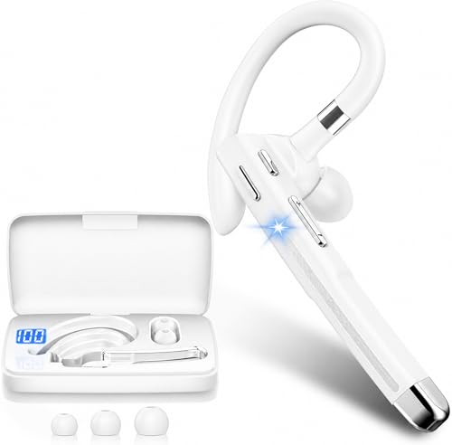 Hsility Bluetoth Earbuds with Mic for Office 270 Degree Rotatble Wireless Earbuds for Truck Driver - color: White