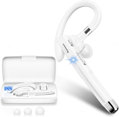 Hsility Bluetoth Earbuds with Mic for Office 270 Degree Rotatble Wireless Earbuds for Truck Driver - color: White