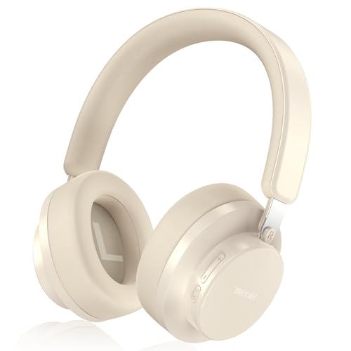 Noise Cancelling Headphones Wireless Bluetooth, Over Ear Headphones Bluetooth with Microphone, Cancelling Wireless Headphone Over Ear, 65h Playtime, Clear Calls, Comfort Fit For Travel (Beige) - color: Beige