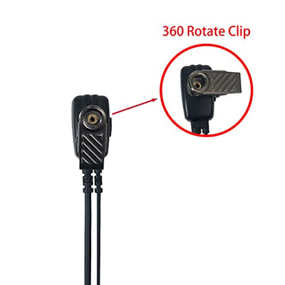 G-Shape Earpiece 2-Pack Compatible with MH230R MR350R T200 | Surveillance Headset, PTT Mic, Comfort, Hands-Free, Lightweight, 2.5mm, Metal Clip, Walkie Talkie, T460 T800 MT350R