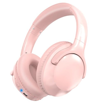 MIDOLA Bluetooth Headphones Over Ear 68H Playtime 6 EQ Wireless Headset with Microphone HiFi Stereo Foldable Lightweight Deep Bass for Travel Home Office Cellphone Pink | Adjustable Headband Foldable Over-Ear Lightweight for Office/Travel/Tablet/iPad/Lapt