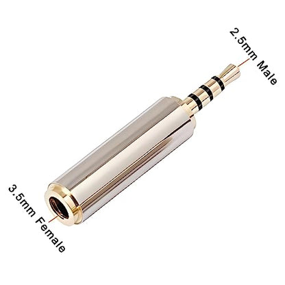 2.5mm Male to 3.5mm Female Stereo Audio Headphone Jack Adapter Converter, Gold Plated (5 Pack) - style: (5 Pack) 2.5mm Male to 3.5mm Female