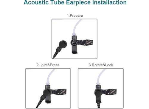 2 Wire Acoustic Tube Earpiece Mic Compatible for Motorola Walkie Talkies | Compatible with Motorola XTS 1500 XTS 2500 XTS 3000 XTS 3500 XTS 5000 XTS 5000R HT 1000 JT 1000 MTX 9000 MTS 2000 GP 9000