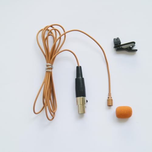 WL35 Professional Clip-On Lavalier Condenser Microphone for Shure ULX SLX PGX GLX QLX U1 UR1 BeltPack Microphones System Parts with TA4F Mini XLR 4Pin Plug (Brown) - color: Brown