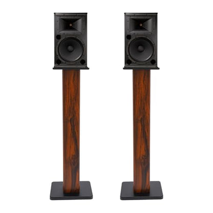 2PCS Bookshelf Speaker Stands, 34'' Universal Floor Speaker Stand Pair, 132 lbs Load Capacity, Dark Wood Grain Finish for Home Theater Bookshelf Speakers and Studio Monitors