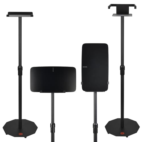 Dual Orientation Floor Stand for Sonos Five | Vertical or Horizontal Speaker Mount | Height Adjustable (25.6” - 40.2”) | Heavy Duty 6mm Steel, 44lb Load Capacity