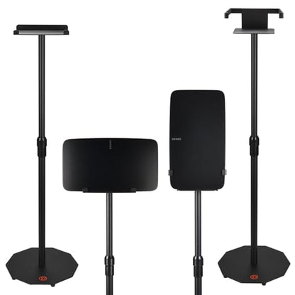 Dual Orientation Floor Stand for Sonos Five | Vertical or Horizontal Speaker Mount | Height Adjustable (25.6” - 40.2”) | Heavy Duty 6mm Steel, 44lb Load Capacity