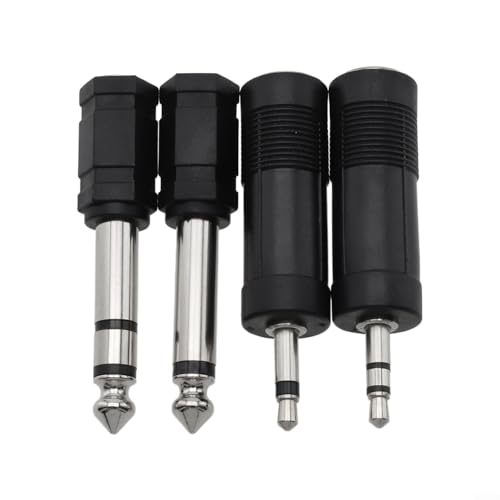 4PCS 3.5mm Female to 6.35mm Male Headphone Adapter Converter, Gold Plated Audio Jack for Guitar Microphone Studio Recording, Black