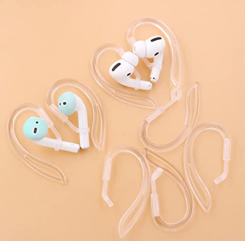 3 Pairs Ear Hooks Compatible with AirPods Pro 2nd 1st and 3 2 1, 360 Angle Rotation Adjustable Length Anti-Slip Sport Earhooks Wing Tips Holder Compatible with AirPods 3 2 1 and Pro 2 1 - Translucent - color: translucent