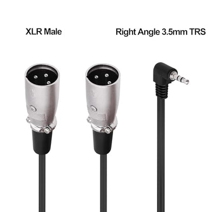 3.5mm TRS to XLR Male Microphone Y Splitter Cable 1.8M | 90 Degree 1/8 inch to Dual XLR Audio StereoPatch Cord,for Microphone Mixer Speaker Amplifer - style: male