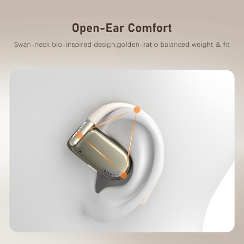 Wireless Earbuds, Open-Ear Sports Bluetooth Headphones, Acoustic Chamber Audio, ANC Call Noise Reduction, Smart Digital Display, Physical Buttons, IPX5 Water Resistant, for Cycling Workouts - color: White
