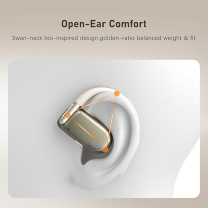 Wireless Earbuds, Open-Ear Sports Bluetooth Headphones, Acoustic Chamber Audio, ANC Call Noise Reduction, Smart Digital Display, Physical Buttons, IPX5 Water Resistant, for Cycling Workouts - color: White