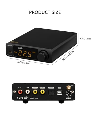 TOPPING DX3Pro+ LDAC Headphone Amplifier, ES9038Q2M Bluetooth 5.0 DAC, NFCA Audio Decoder, USB/Optical/Coax Inputs, with Remote Control, Headphone Amp, Line Out, Pre-Amp Function (Black) - color: Black