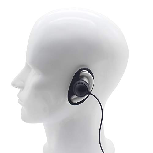 D Shape Earpiece Headset PTT for Two Way Radio Compatible 2 Pin Motorola Walkie Talkies CLS1410 CLS1110 CP200 CP185 CP040 CP1200 GP300 GP2000 GP88 GP3188 Radio (2 Pack)