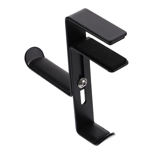 POPETPOP Metal Headphone Stand Hanger Desk Clamp Holder for Headset Anti-Scratch Mat - color: Black