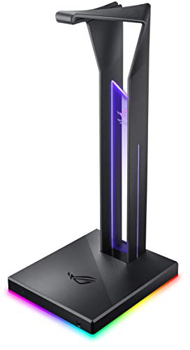 ASUS ROG Throne Qi Gaming Headset Stand - Wireless Charging | 2 USB Ports & Aux Input | Arc Design for Stable & Secure Storage | Built-in DAC & Amplifier for Immersive Audio | Aura Sync RGB Lighting