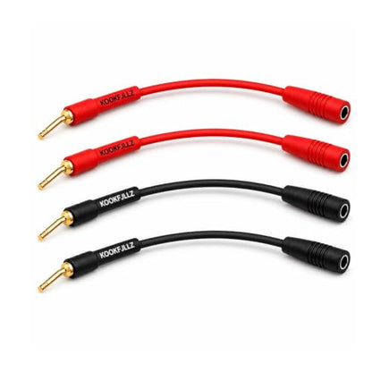 2mm Pin Plug to 4mm Female Banana Jack Adapter, 13AWG OFC Gold Plated Speaker Wire Connector for Spring Loaded Terminals Amplifier Home Theater, 8 Inch (4-Pack)