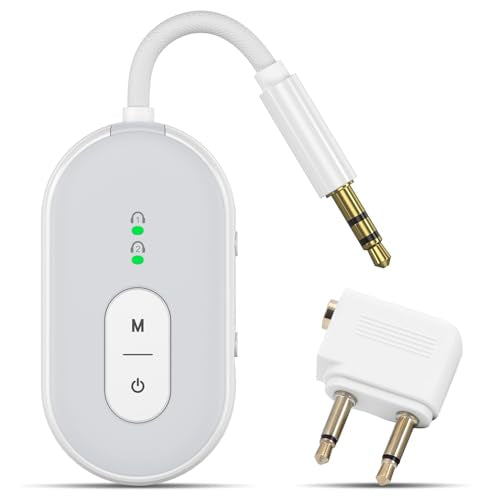 Bluetooth 5.3 Transmitter Receiver for Car, 2-in-1 Wireless Audio Adapter with 3.5mm AUX, Low Latency, Supports Dual Pairing for AirPods/Headphones, 18+ Hours Battery for Home Stereo, TV, Airplane