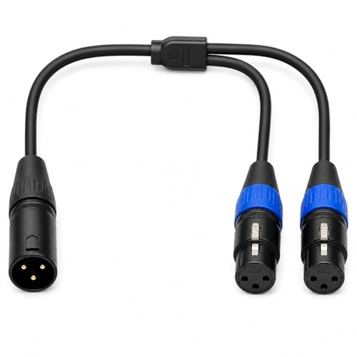 Movo TCB8 XLR Splitter Cable – 1 Male XLR to 2 Female XLR Y-Cable, Split One Interface Input for Two Microphones, 21-Inch Balanced Audio Splitter for Recording Studios, Live Sound & Podcasting