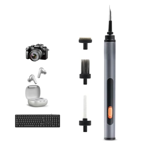 Electric Rotating Headphone Cleaner Kit with Dust-Revealing Light - 4-in-1 Cleaning Pen for Phone, Bluetooth Headset, Charging Case, Earbuds, Phone Speaker - Soft Brush & Flocking Sponge