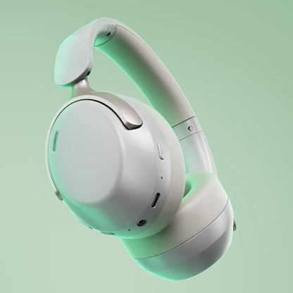 LORELEI QC30 Hybrid Active Noise Cancelling Headphones, 60H Playtime, Built-in Mic, Wireless Over Ear Headsets with Case,Bluetooth 5.4,Deep Bass Comfort Fit Soft-Earpads Fast Charging -White Smoke - color: White Smoke